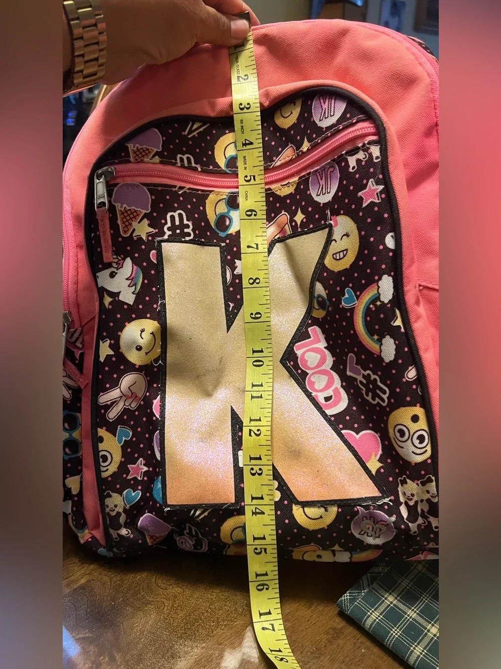 Justice Pink and Gold Emoji Print Kids Backpack